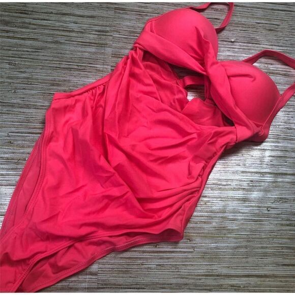 72 SKAYS  womens sexy cut out xrossover 1-Pc swimSuit PINK sz S nwot - Picture 1 of 2